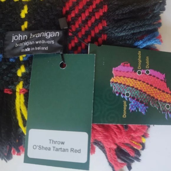 NEW Branigan Weavers O'Shea Tartan Red 100% Wool Handmade Throw - Picture 3 of 4